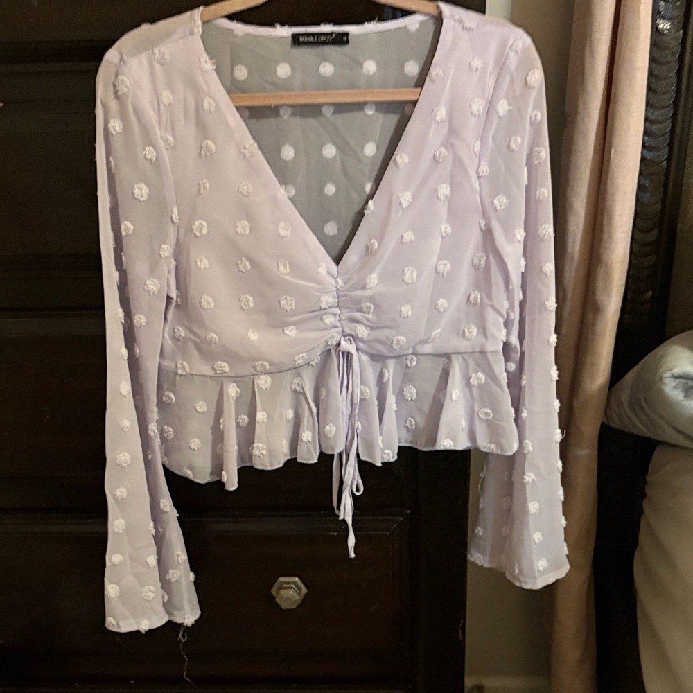 Elegant Lavender Ruched Blouse